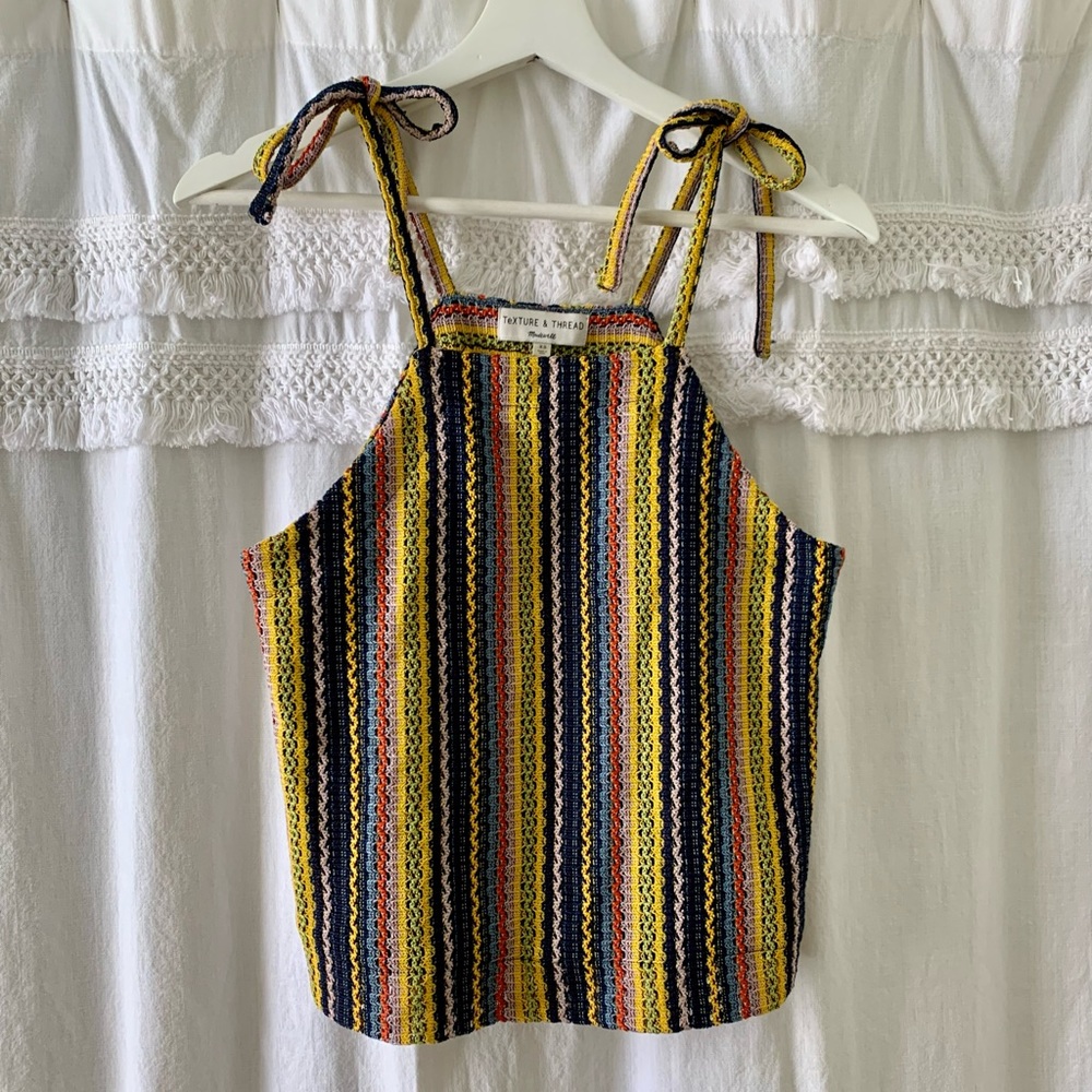 Madewell Crochet Tie Shoulder Rainbow Tank Top XS - Picture 4 of 7